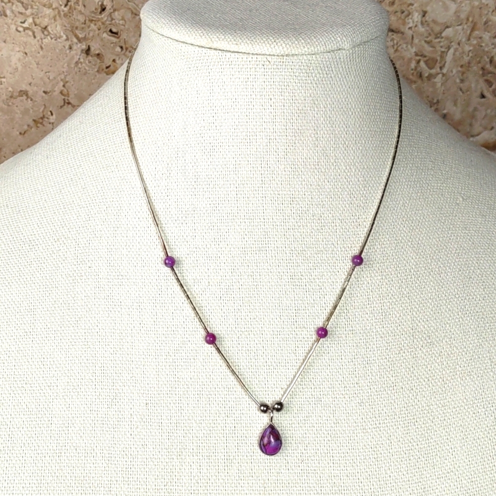 Purple Turquoise/Sterling Silver Necklace & Earrings Set